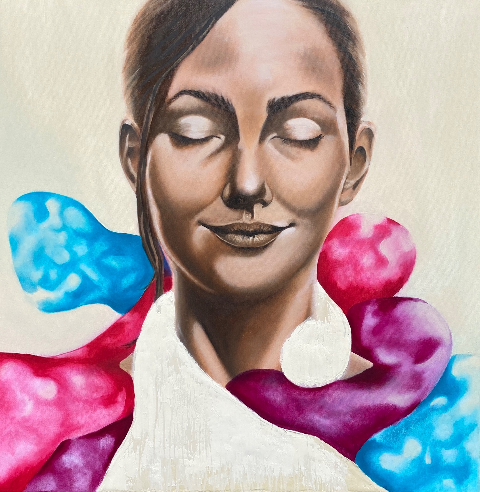 Omarmen 80 - 80 olie mixed media