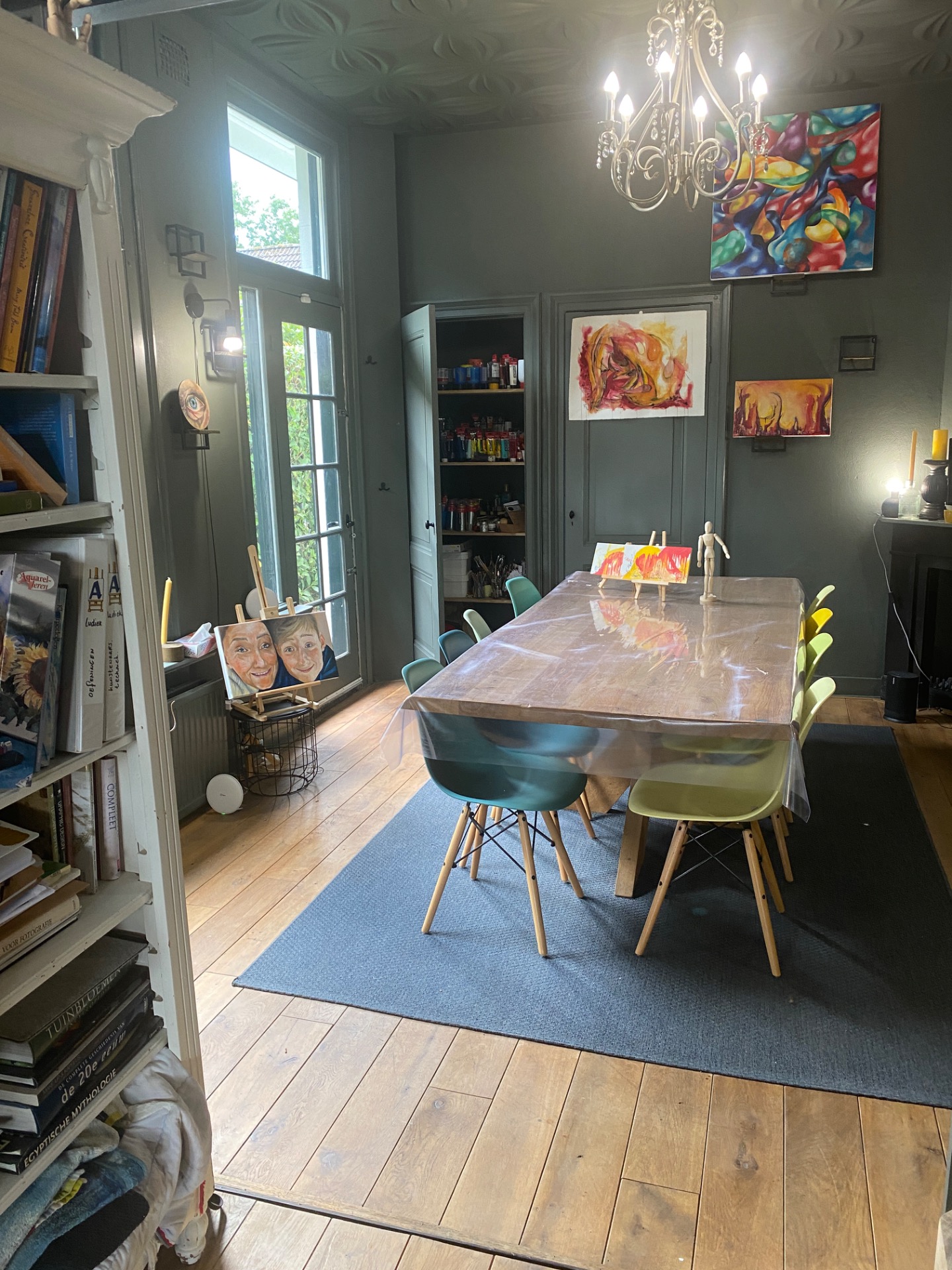 De lesruimte in mijn atelier